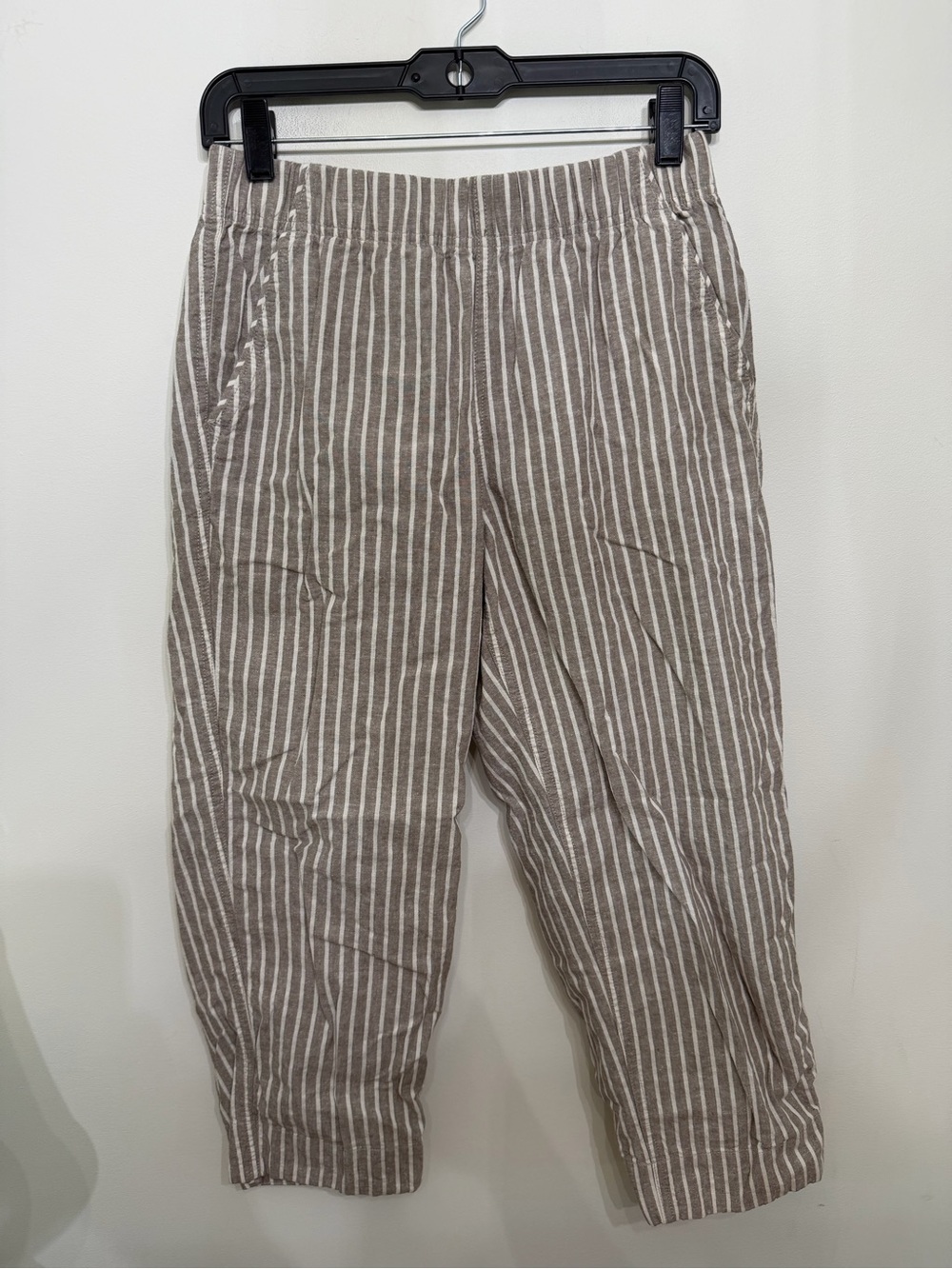 Duluth Trading Hemp Cotton Striped Pull On Straight Cropped Leg Pants Women’s 4